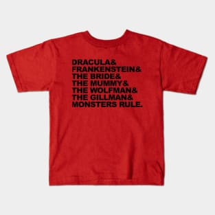 Classic Horror Monsters Kids T-Shirt